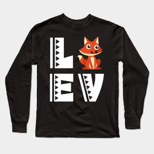 Cute love fox t shirt funny fox lover gifts for kids Long Sleeve T-Shirt